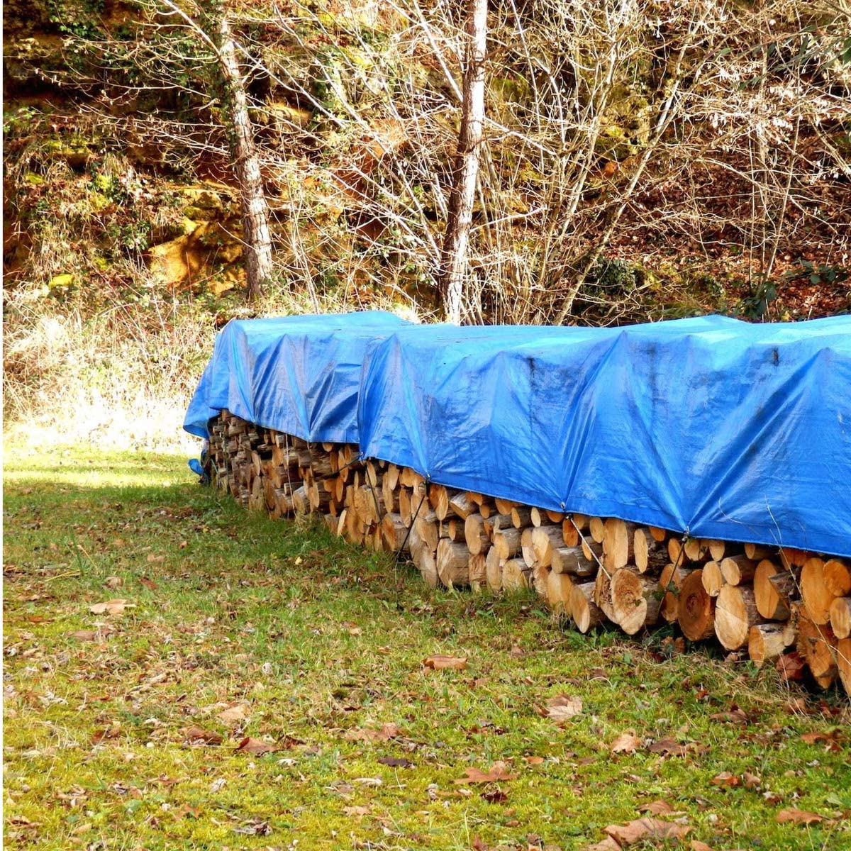 Telo occhiellato "Extra" impermeabile in polietilene Blu da campeggio 280 gr