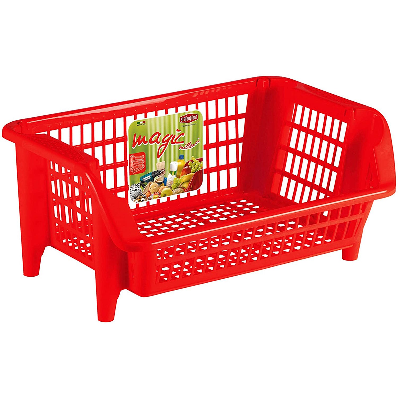 Cestello impilabile "Magic" milleusi in plastica per uso casalingo a bocca di lupo