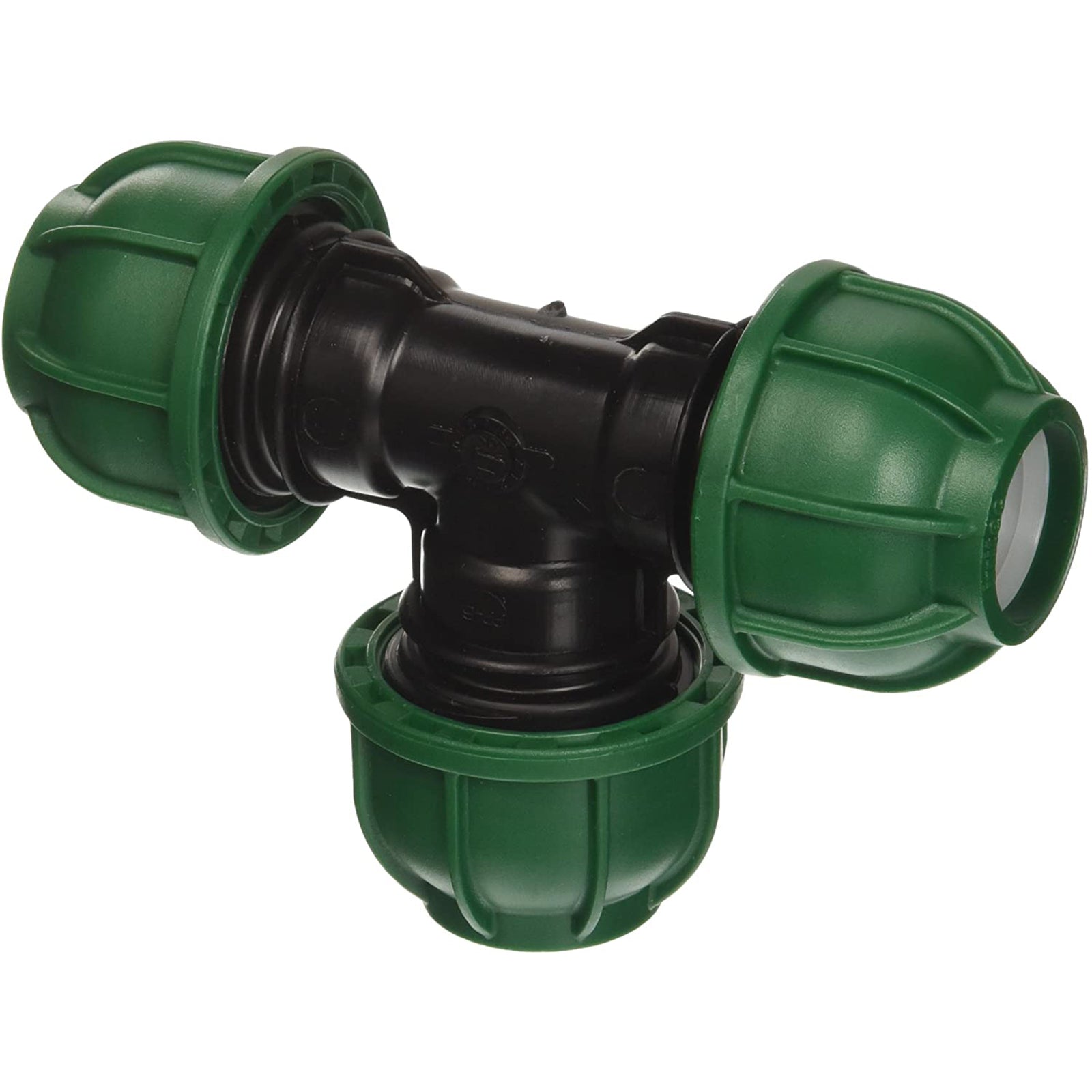 Raccordo a "T" a 90° in polipropilene a compressione per irrigazione e giardinaggio PN 10 Bar