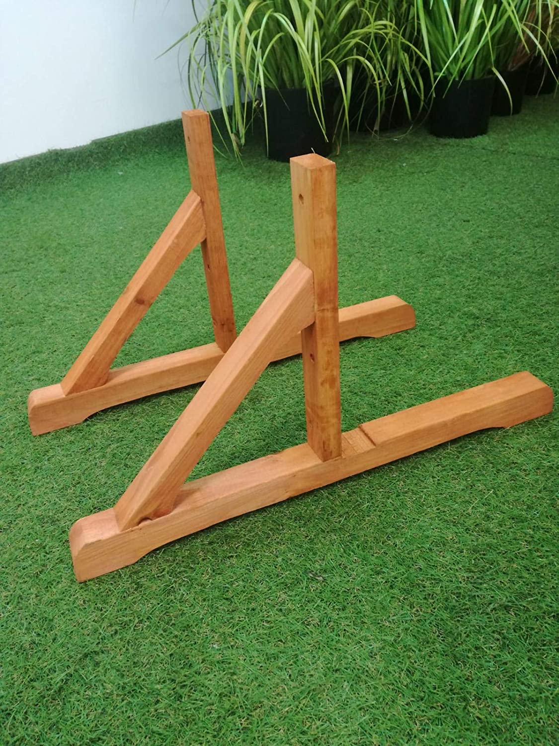 Supporti di base per pannello grigliato "Patio" in legno tropicale naturale per recinzioni giardino e terrazzo
