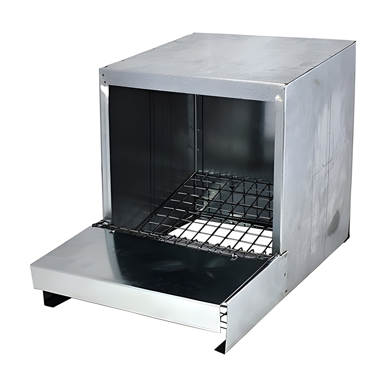 Nido per galline ovaiole in rete zincata e lamiera con raccogli-uova