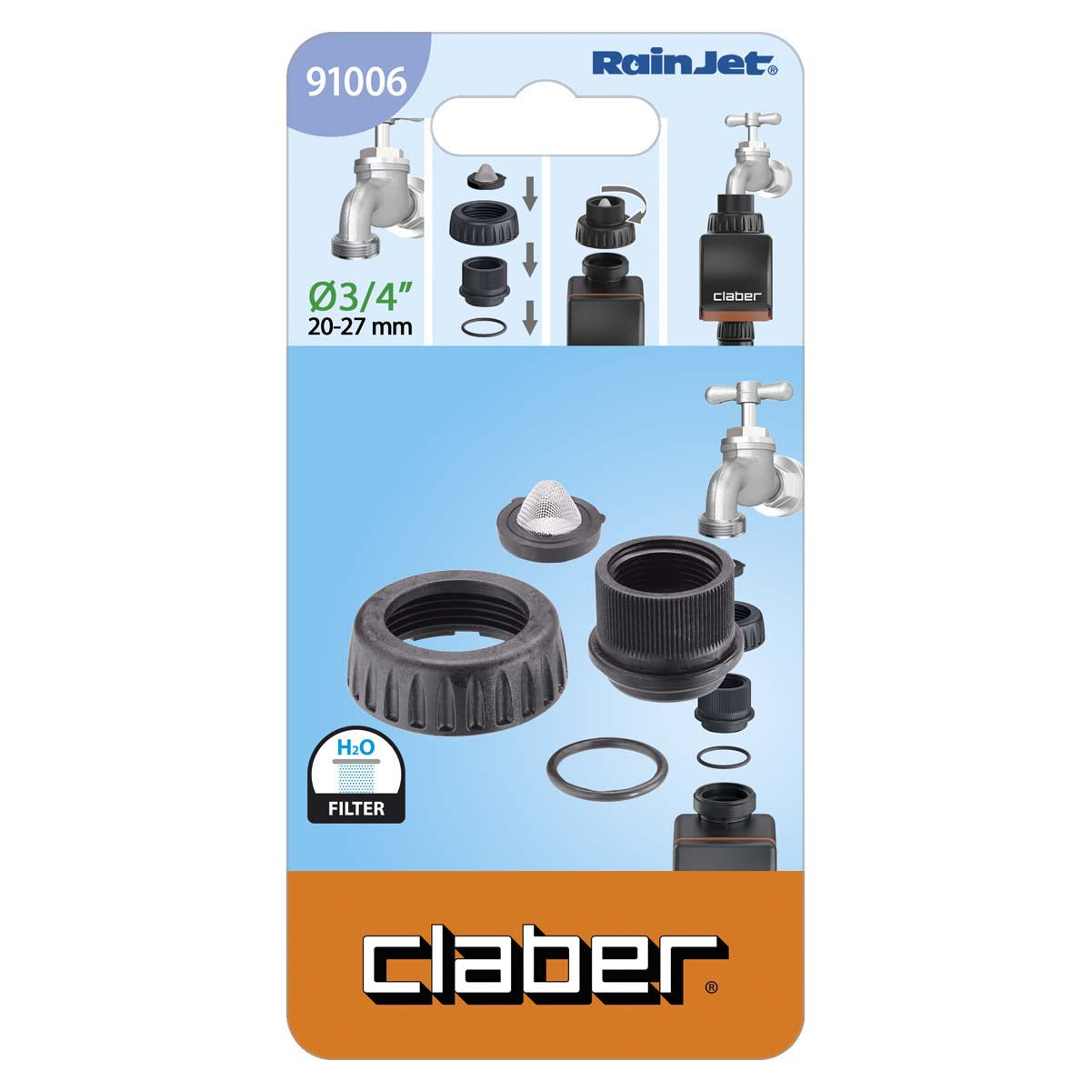 Ricambio ghiera-presa 3/4" per programmatori Aquauno e Aquadue con filtro "Claber"