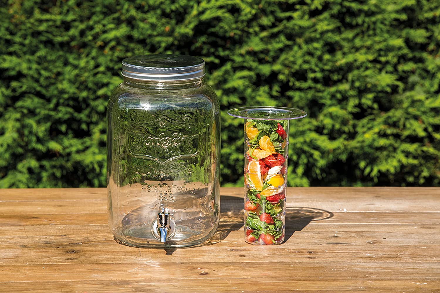 Caraffa in vetro porta bevande con rubinetto e supporto in metallo 7,5 lt