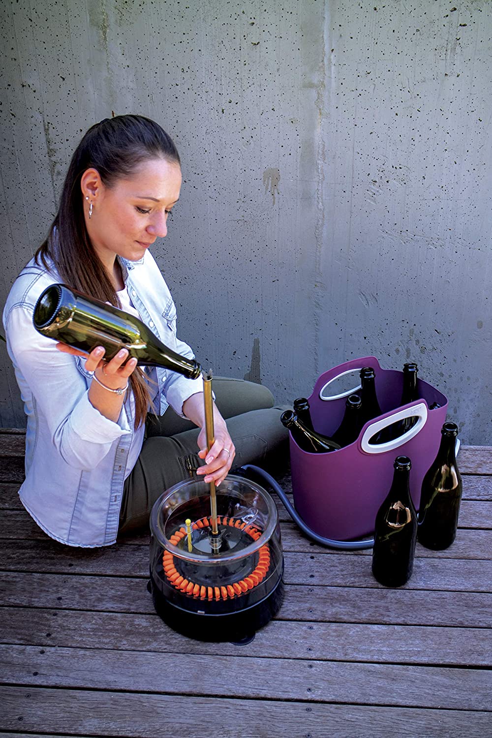 Lavabottiglie idraulico per lavare bottiglie, Vasi e Contenitori in Vetro "Made in Italy"