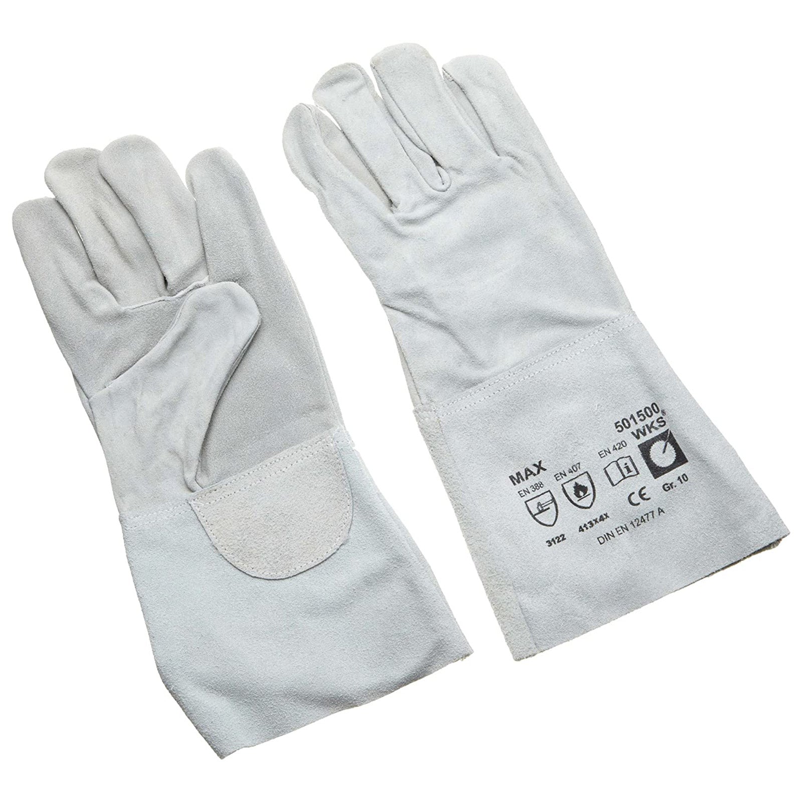 Guanti da saldatore in crosta bovina con polsino lungo h 14 cm T.10