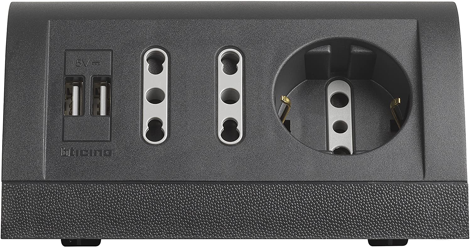 Multipresa da scrivania con 2 prese USB, 1 Presa schuko e 2 prese bipasso