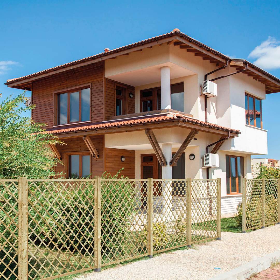 Pannello grigliato "Lasa" rettangolare in legno di pino naturale per recinzioni giardino e terrazzo