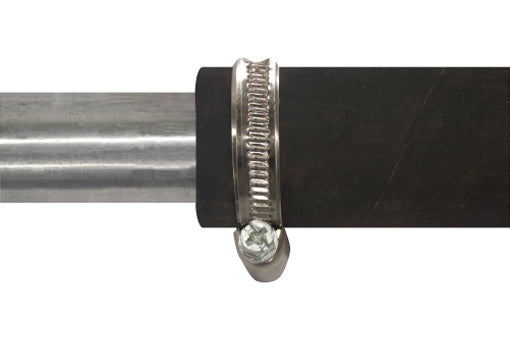 Fascetta metallica stringitubo bordi rialzati e arrotondati con vite a testa esagonale