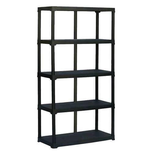 Scaffale in resina nero rinforzato da esterno montaggio rapido 100 x 40 con 5 ripiani