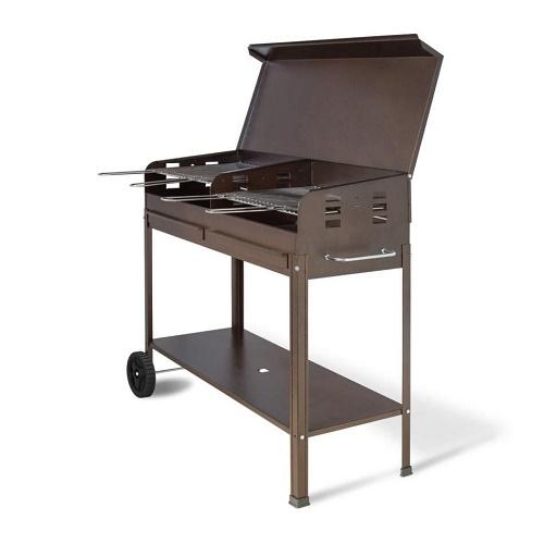 Barbecue a carbonella "Polifemo" griglia regolabile con ruote e tappo "Made in Italy"