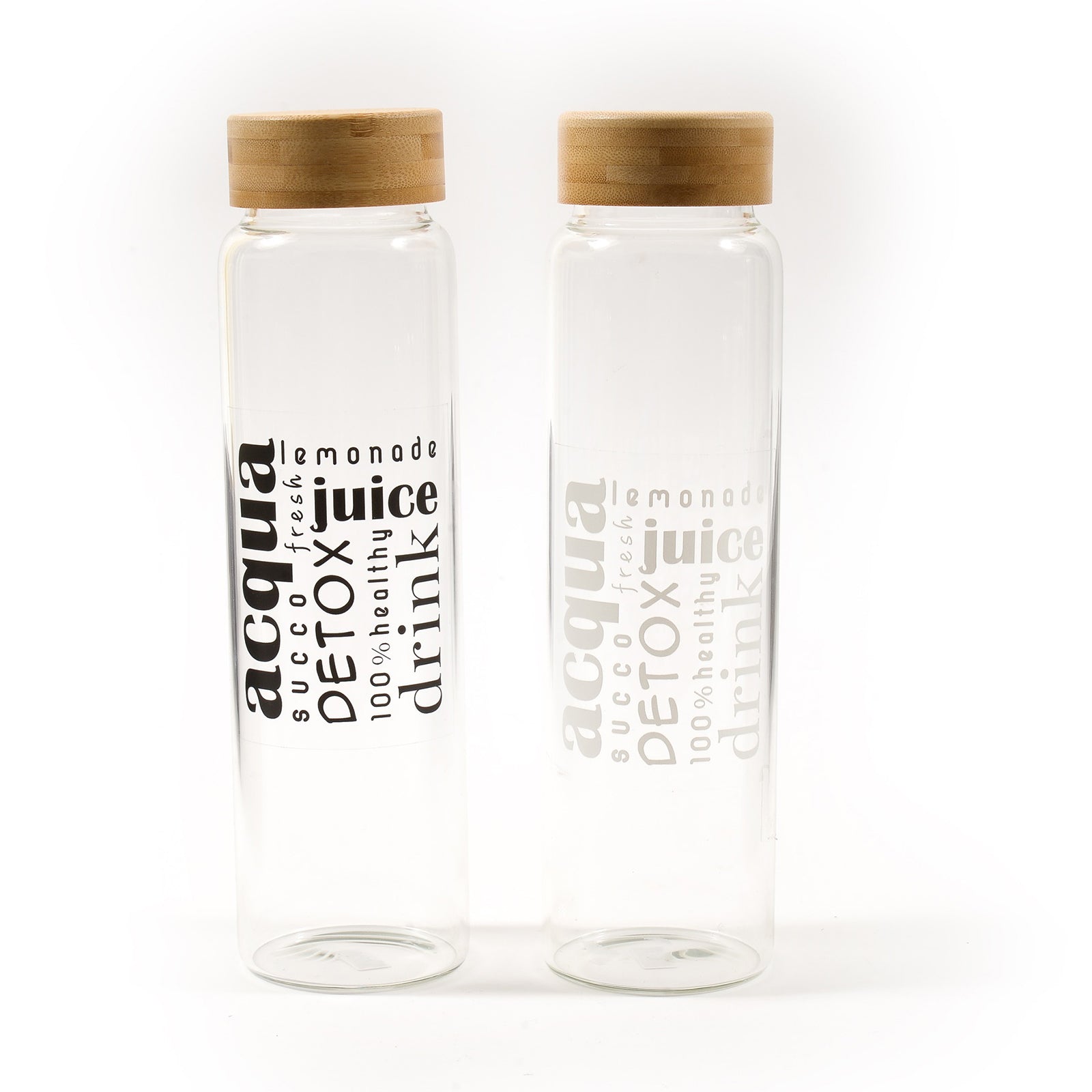 Bottiglia di vetro Borosilicato per acqua con Tappo a vite in Bamboo 1 lt