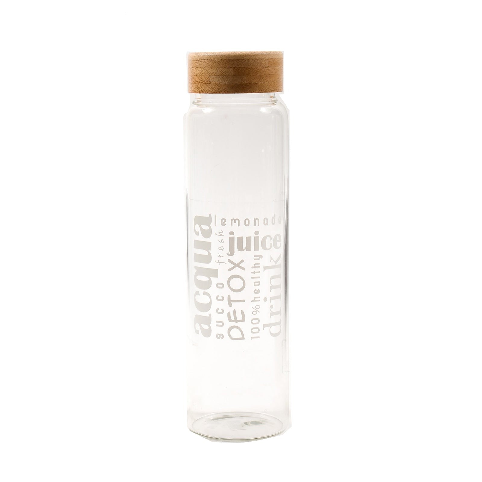 Bottiglia di vetro Borosilicato per acqua con Tappo a vite in Bamboo 1 lt