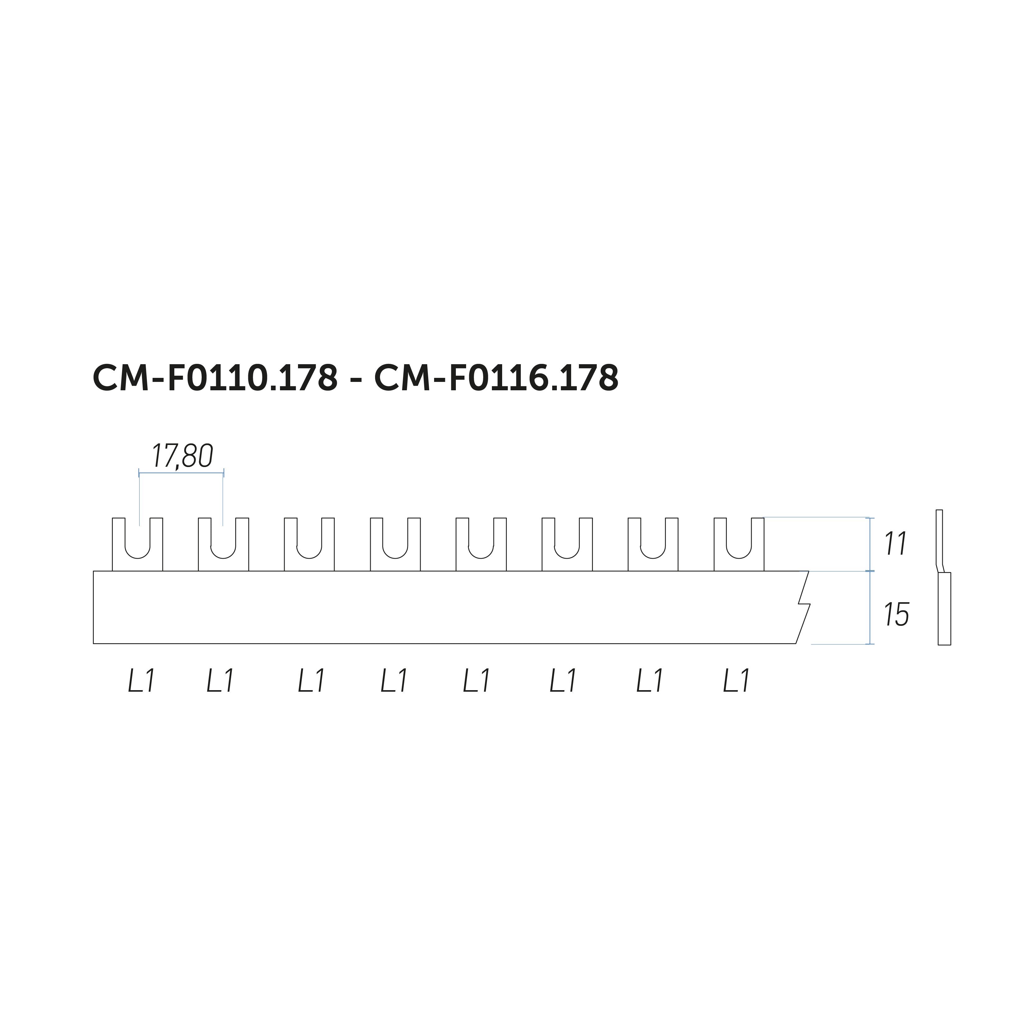 Barre di distribuzione a pettine, per collegamento cavi elettrici