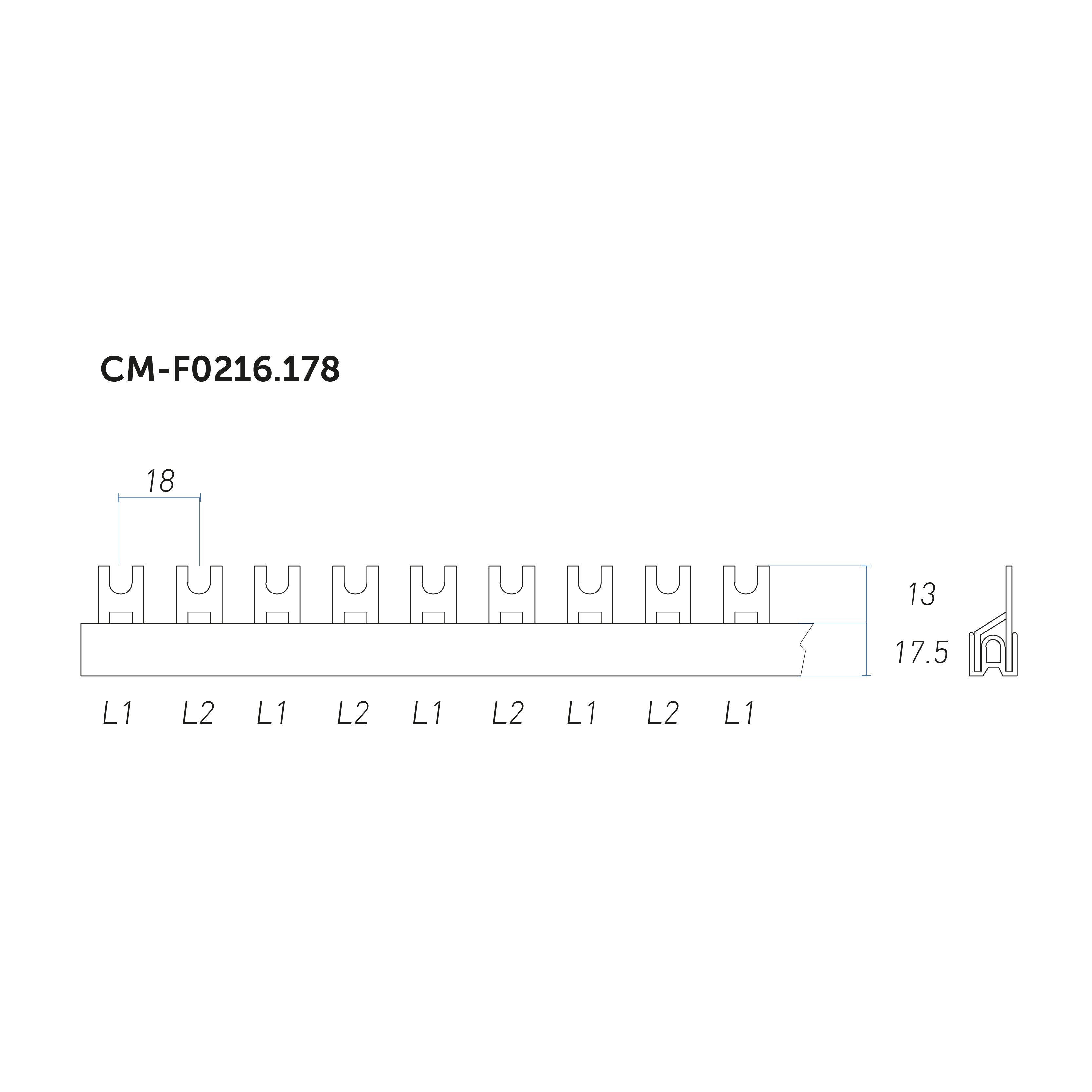 Barre di distribuzione a pettine, per collegamento cavi elettrici
