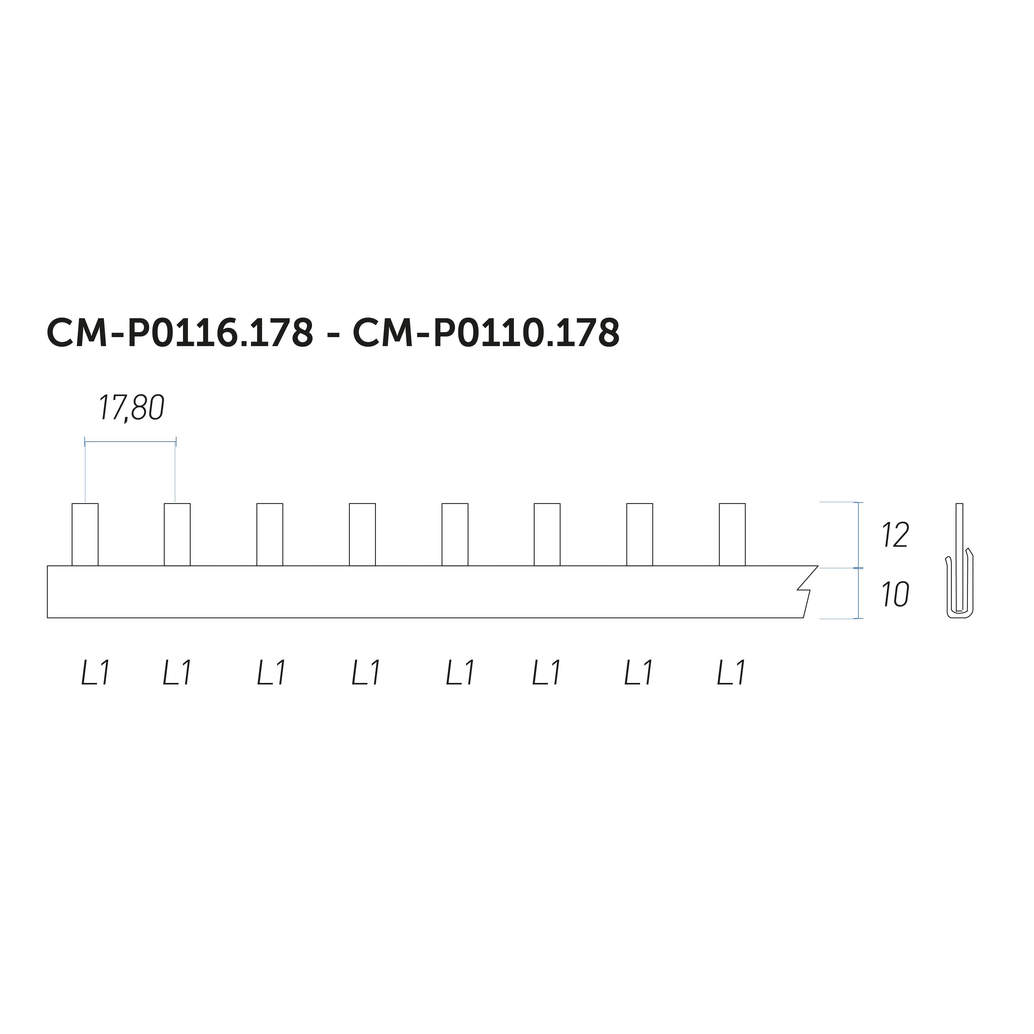 Barre di distribuzione a pettine, per collegamento cavi elettrici