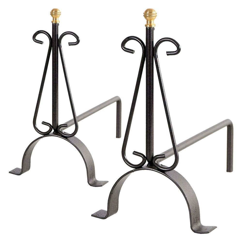 Coppia di Alari poggia legna per camino 20 x 35 x h.33 cm in ferro battuto