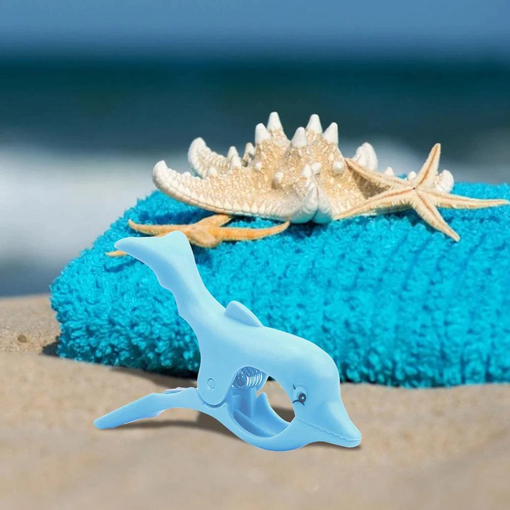 Set 2 mollette antivento, animali in plastica per fissaggio telo mare