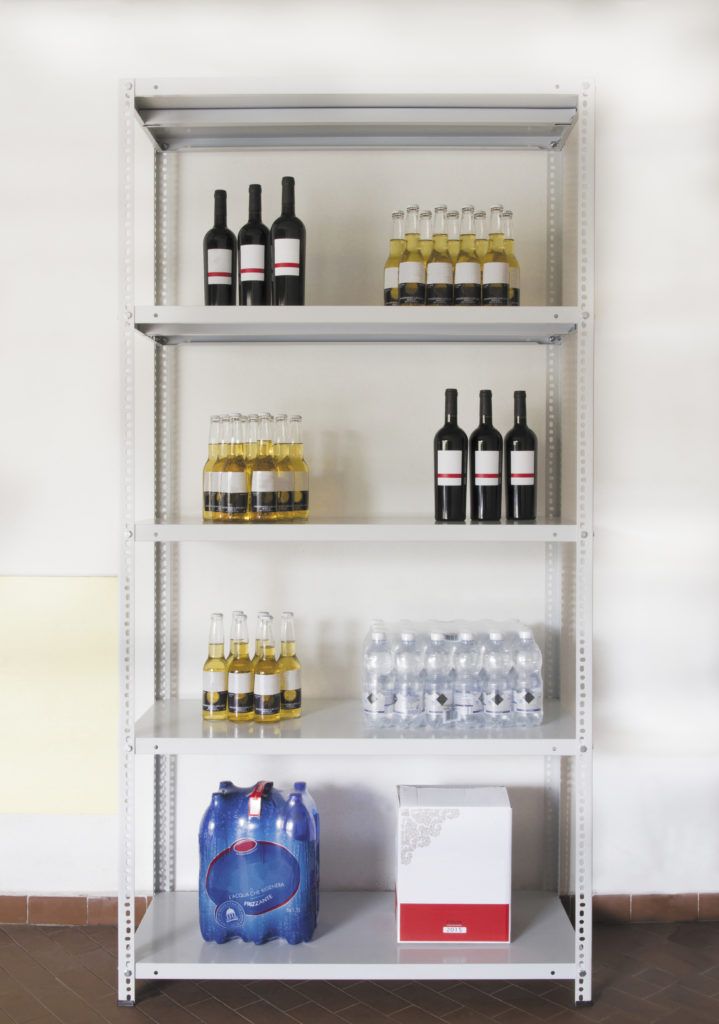 Scaffale in lamiera di acciaio verniciato portata 400 kg h 190 cm "Made in Italy"