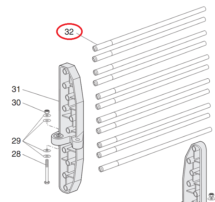 Bacchetta lunga in tecnopolimero Ø 10,5 mm ricambio sostitutivo per abbacchiatore Zanon Super Mambo
