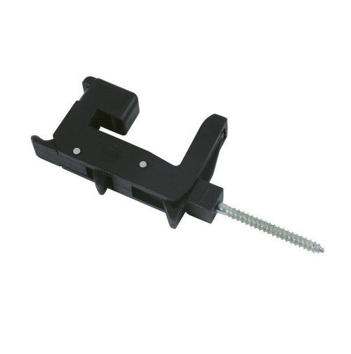 Ferma persiane automatico universale in plastica nera con bloccaggio da muro, aggancio e sgancio automatico, vite e tassello inclusi.