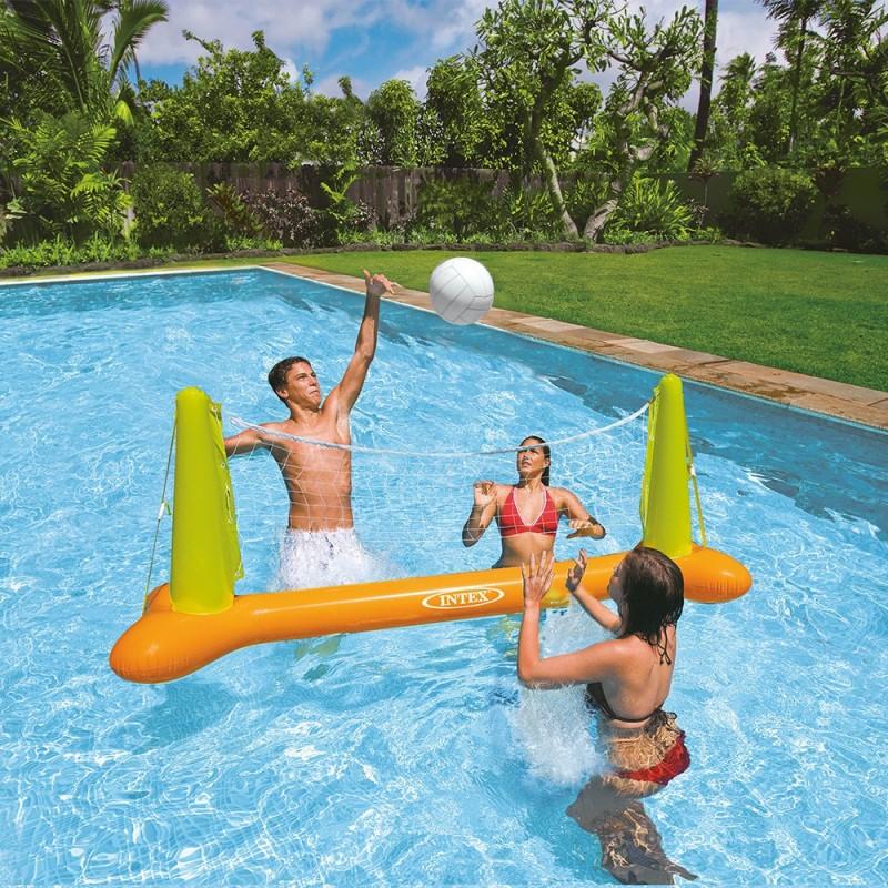 Set rete volley gonfiabile per piscina 239 x 64 cm, kit pallavolo