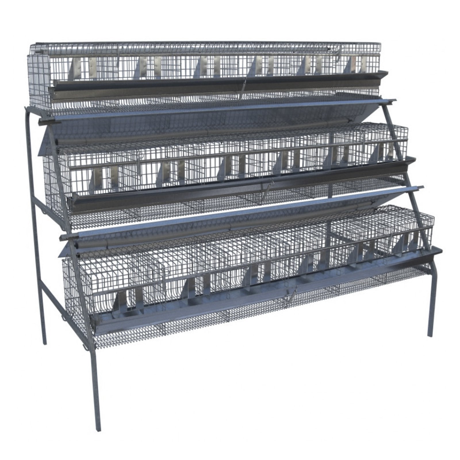 Gabbia zincata per conigli da ingrasso con mangiatoia ed abbeveratoio