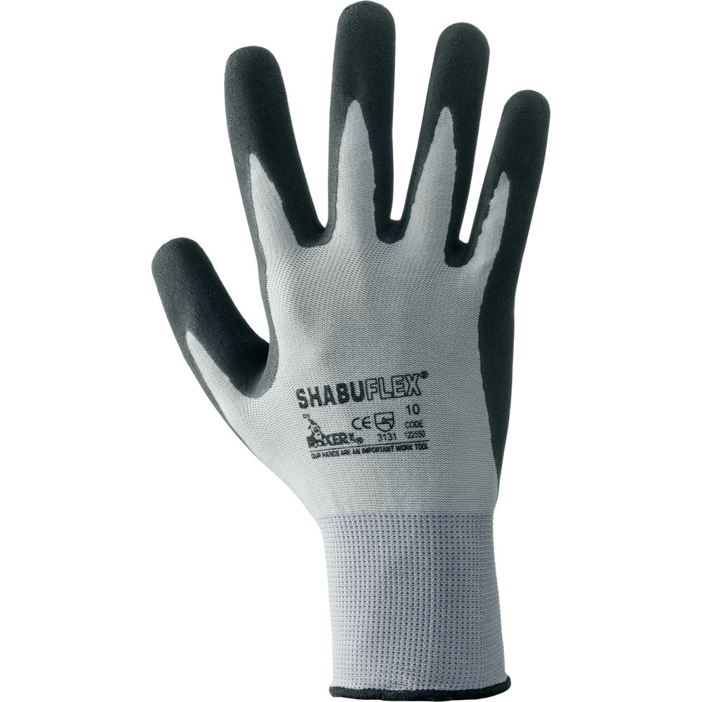 Guanti da lavoro "Shabu Flex" spalmati in lattice con polsino elastico e filo continuo