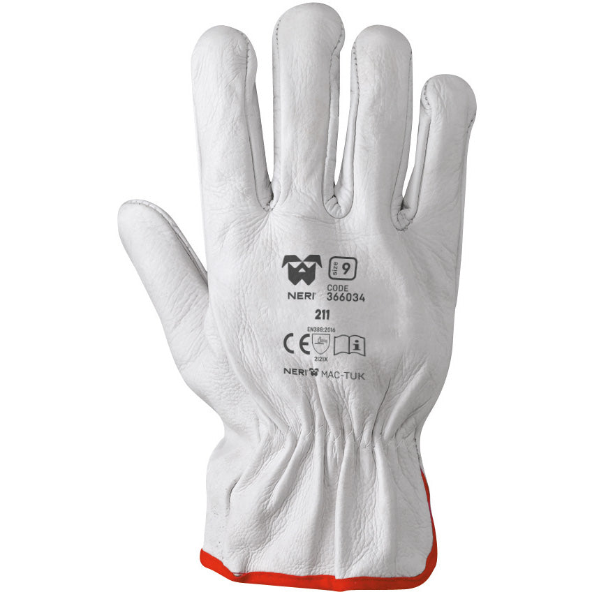 Guanti da lavoro anti-usura in fiore di pelle bovina bianco per giardino ed edilizia