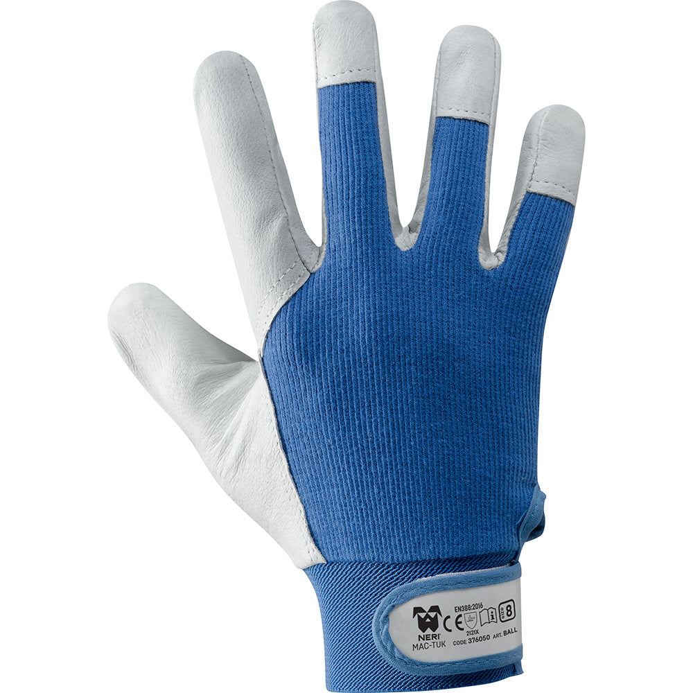 Guanti da lavoro "Ball"anti-usura in fiore di pelle suina con polsino elastico a strappo