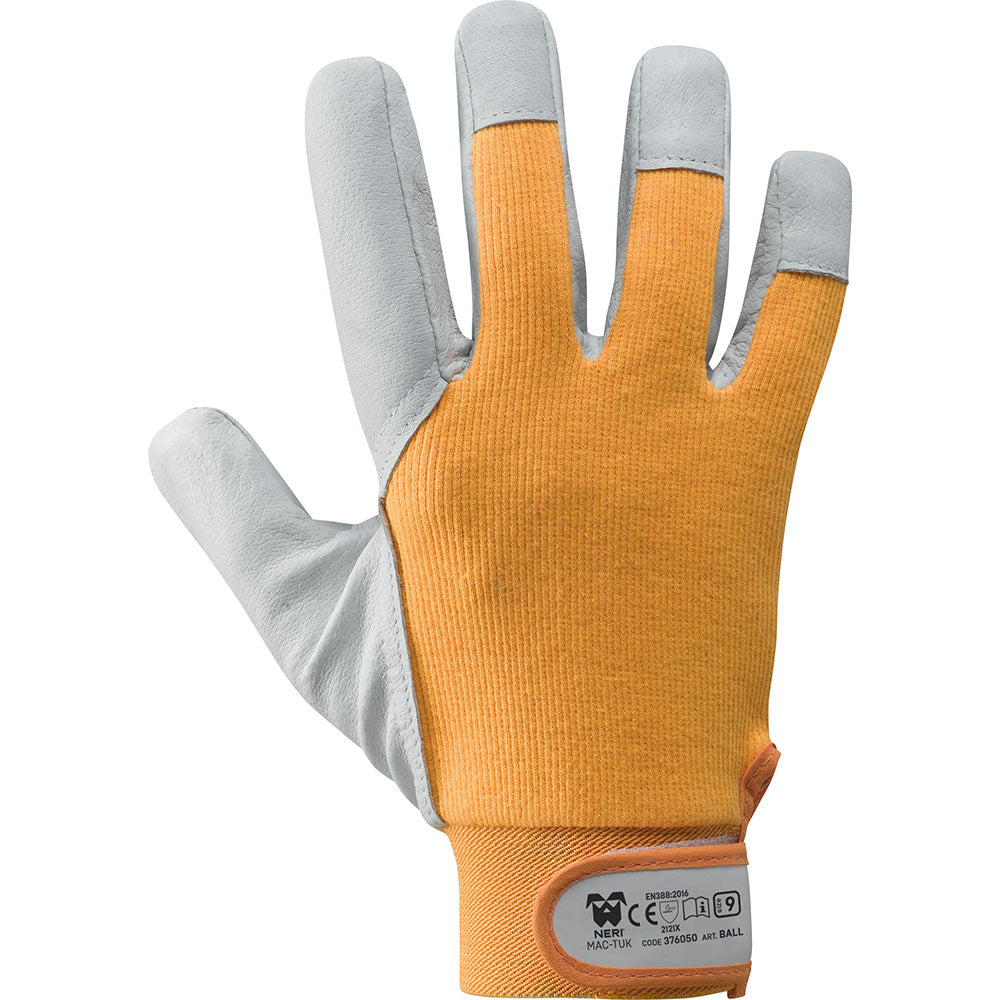 Guanti da lavoro "Ball"anti-usura in fiore di pelle suina con polsino elastico a strappo