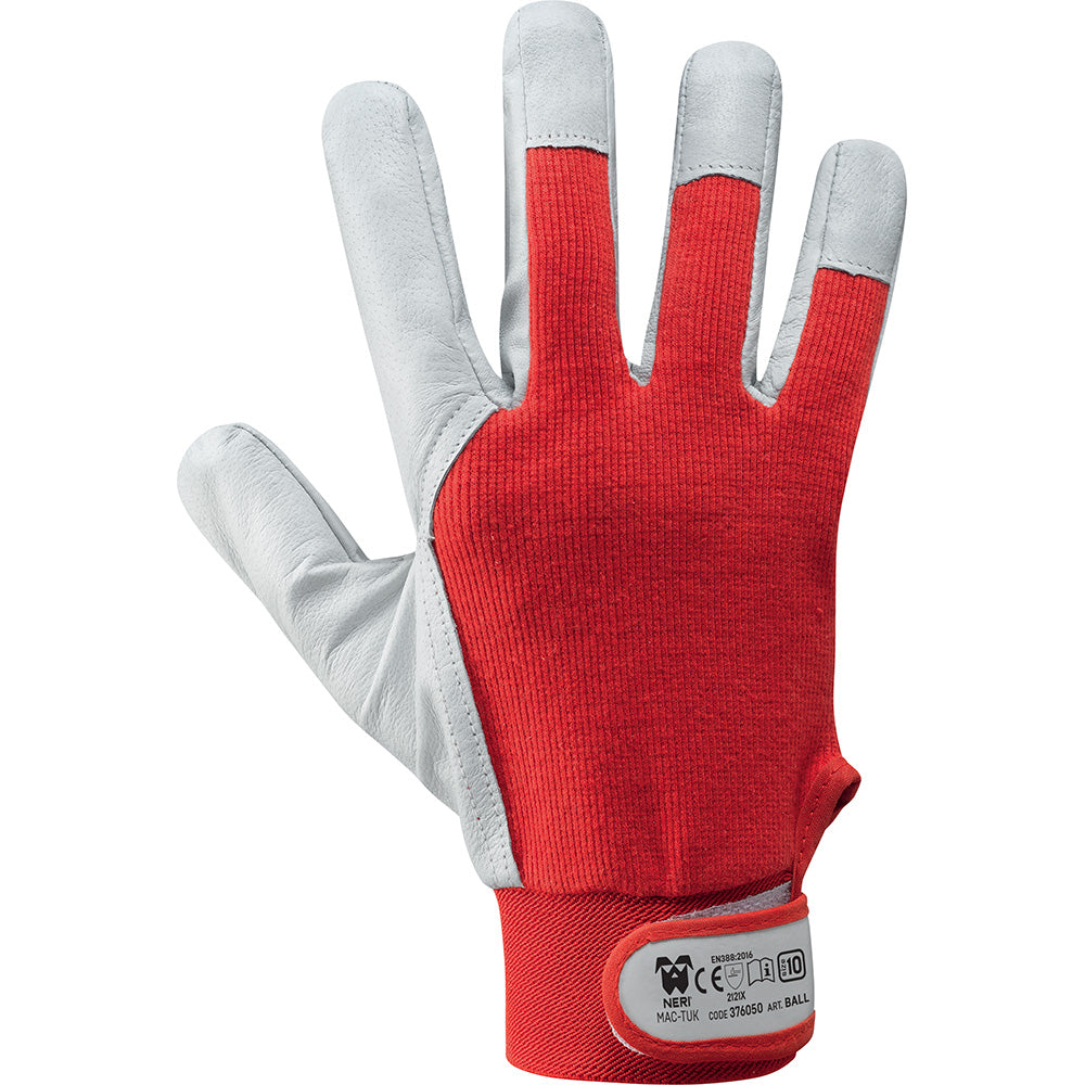 Guanti da lavoro "Ball"anti-usura in fiore di pelle suina con polsino elastico a strappo