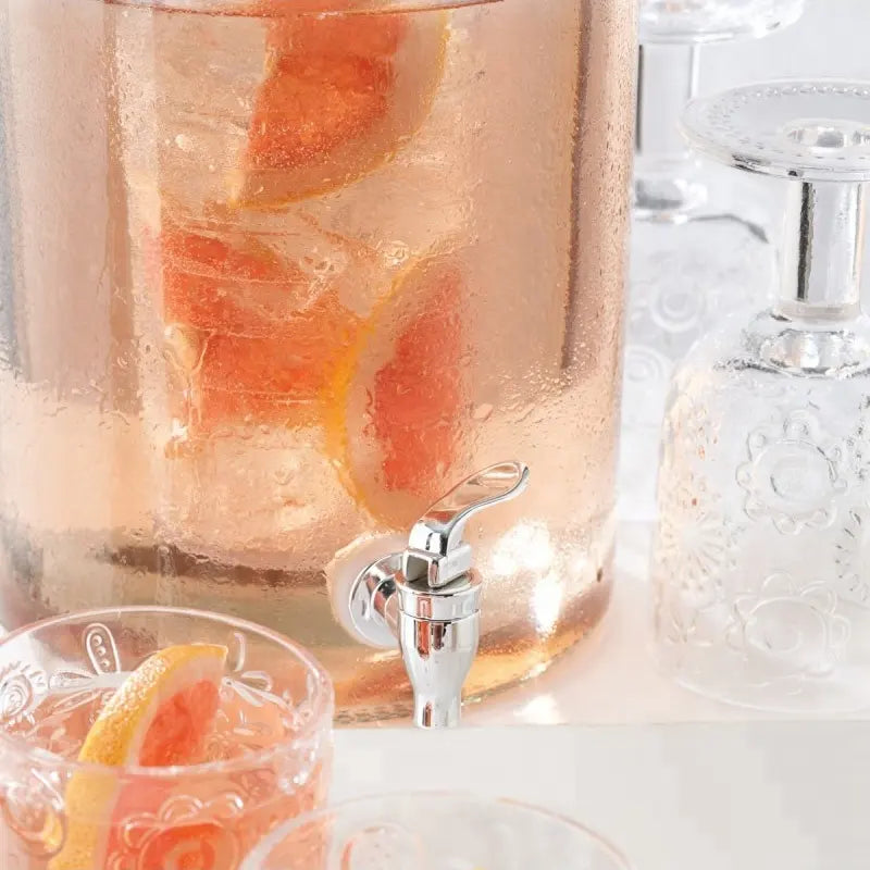 Caraffa in vetro porta bevande con rubinetto e supporto in metallo 7,5 lt