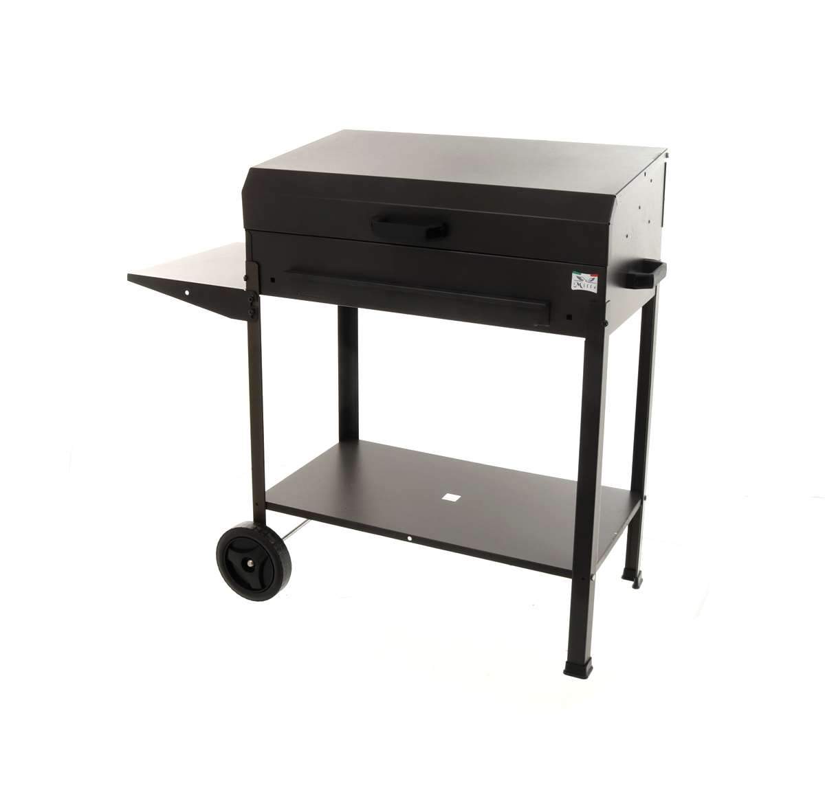 Barbecue a carbonella "Polifemo" griglia regolabile con ruote e tappo "Made in Italy"