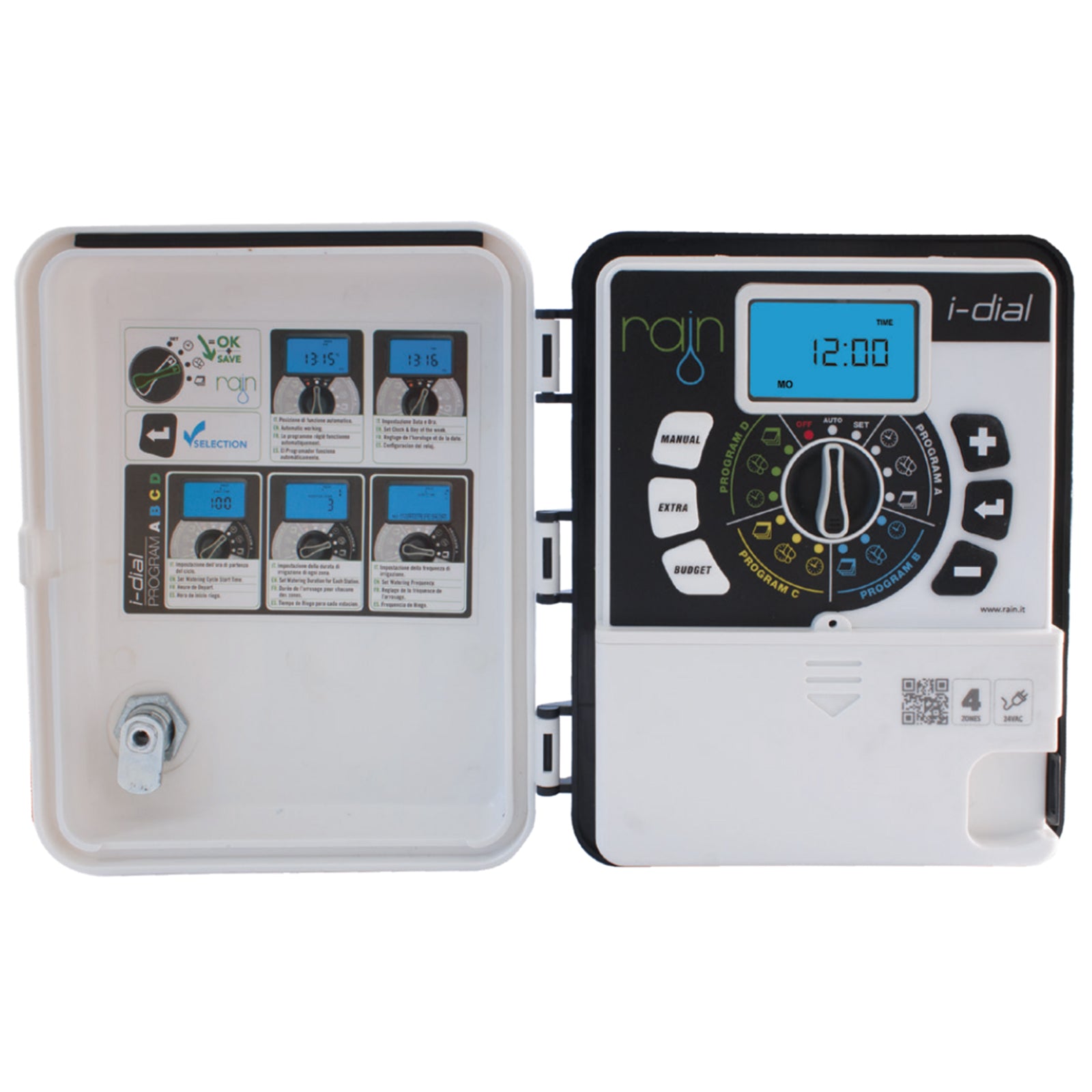 Centralina per irrigazione "I-Dial" con trasformatore e ampio display illuminato 24 volt