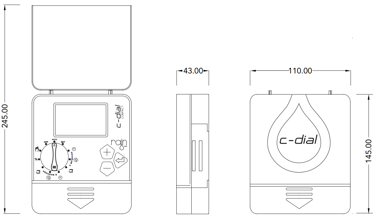Centralina per irrigazione "Compact Dial" con trasformatore esterno e display ampio