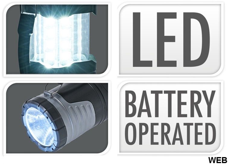 Lampada con 16 LED da campeggio a batteria a 2 funzioni di proiezione h 18 cm