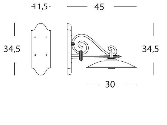 Lanterna da parete "Piatto Antico" lampada da esterno in alluminio 25 w