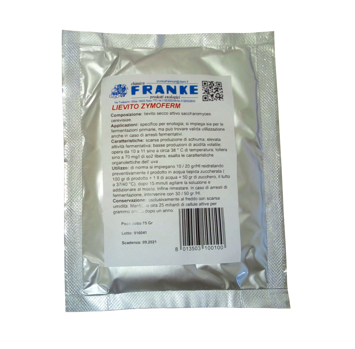 Lievito per fermentazione vino "Zymoferm Bayanus" dal sapore secco, disidratato e selezionato