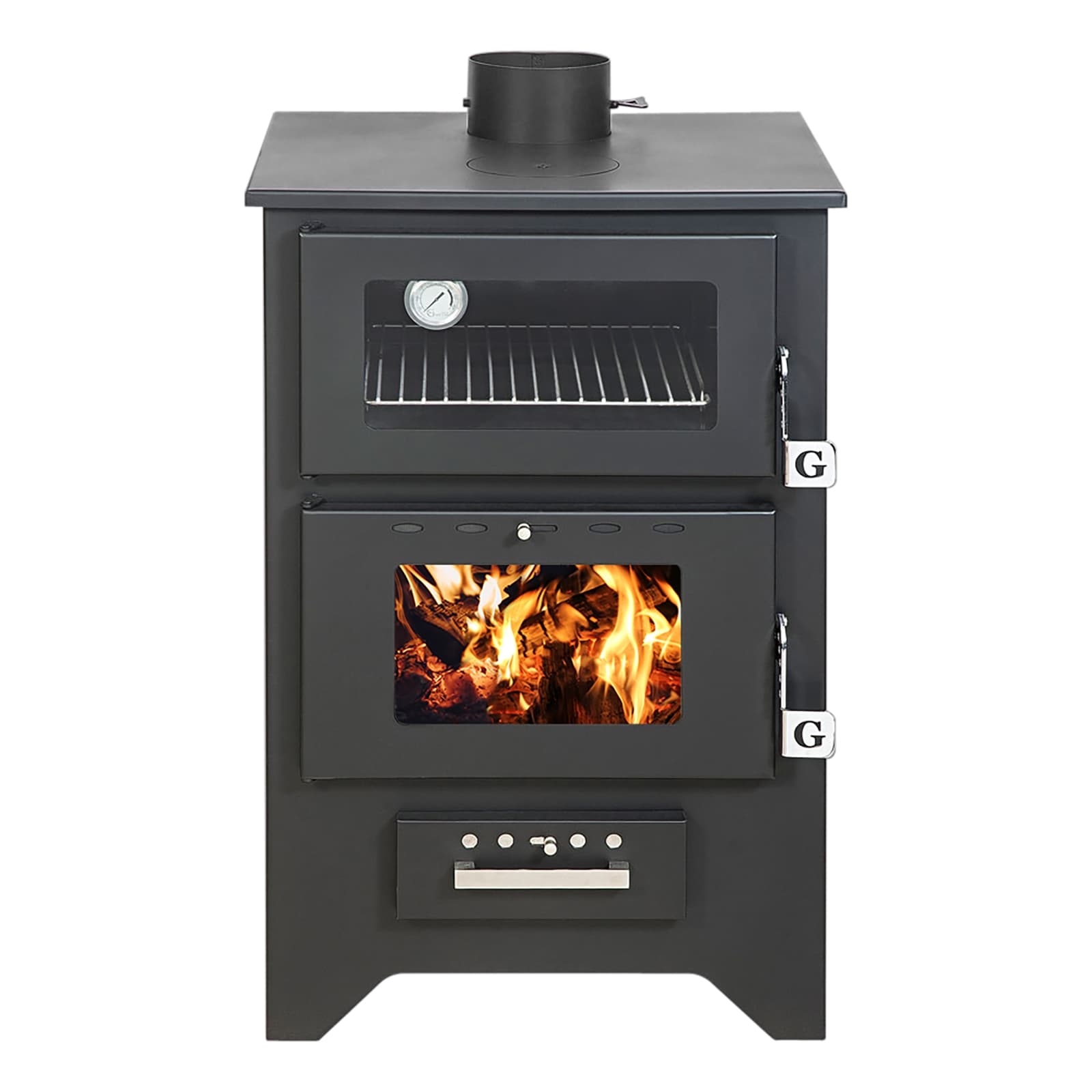 Stufa a legna "Apollo" 14,8 kw con forno in acciaio verniciato h 91 cm