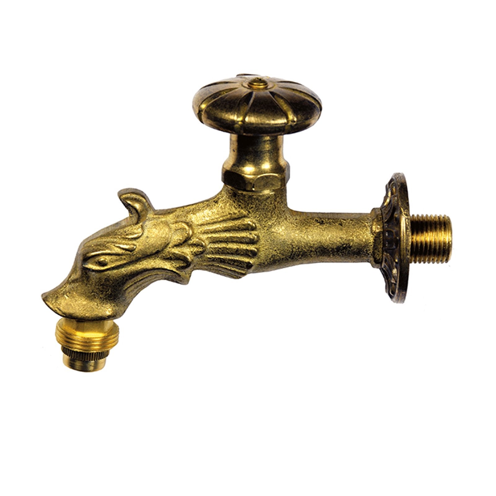 Rubinetto ornamentale in ottone antichizzato "dragone" per fontane da giardino attacco 1/2"