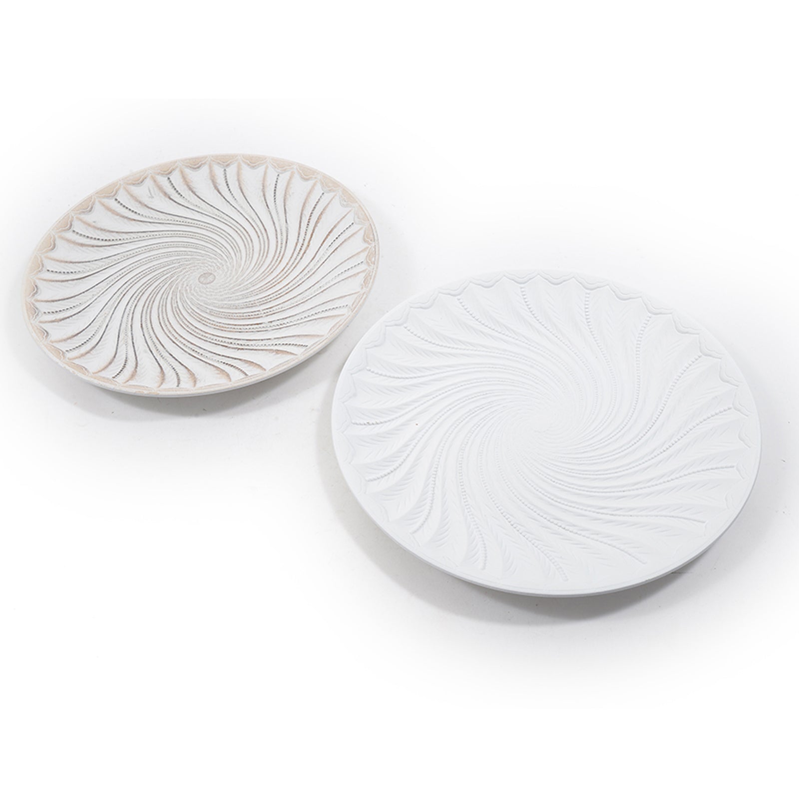 Piatto tondo decorativo "Boho Chic" in legno bianco da portata 30 cm