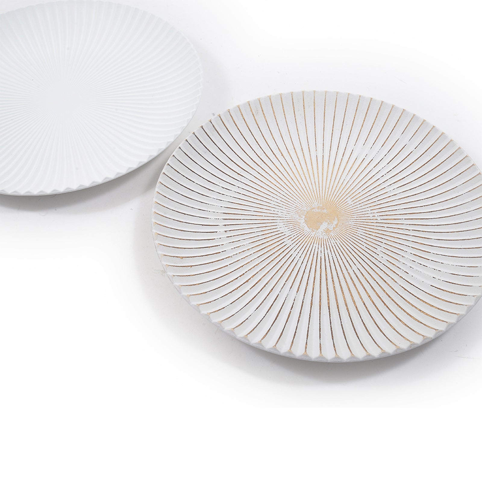 Piatto tondo decorativo "Boho Chic" in legno bianco da portata 40 cm