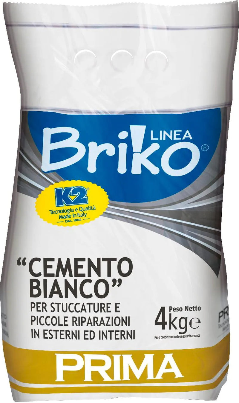 Cemento bianco in polvere Briko K2 per piccole riparazioni e stuccature interne ed esterne