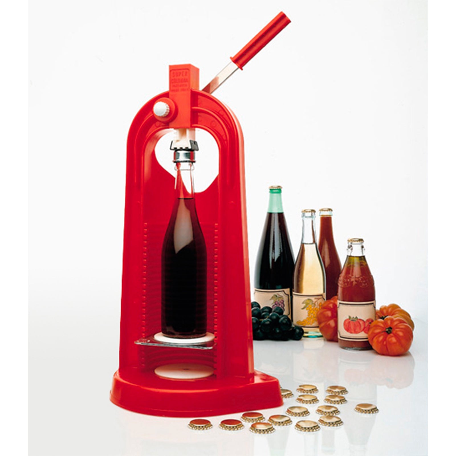 Capsulatrice "Hermetica" tappatrice a cremagliera colonna per tappi corona da 26 mm