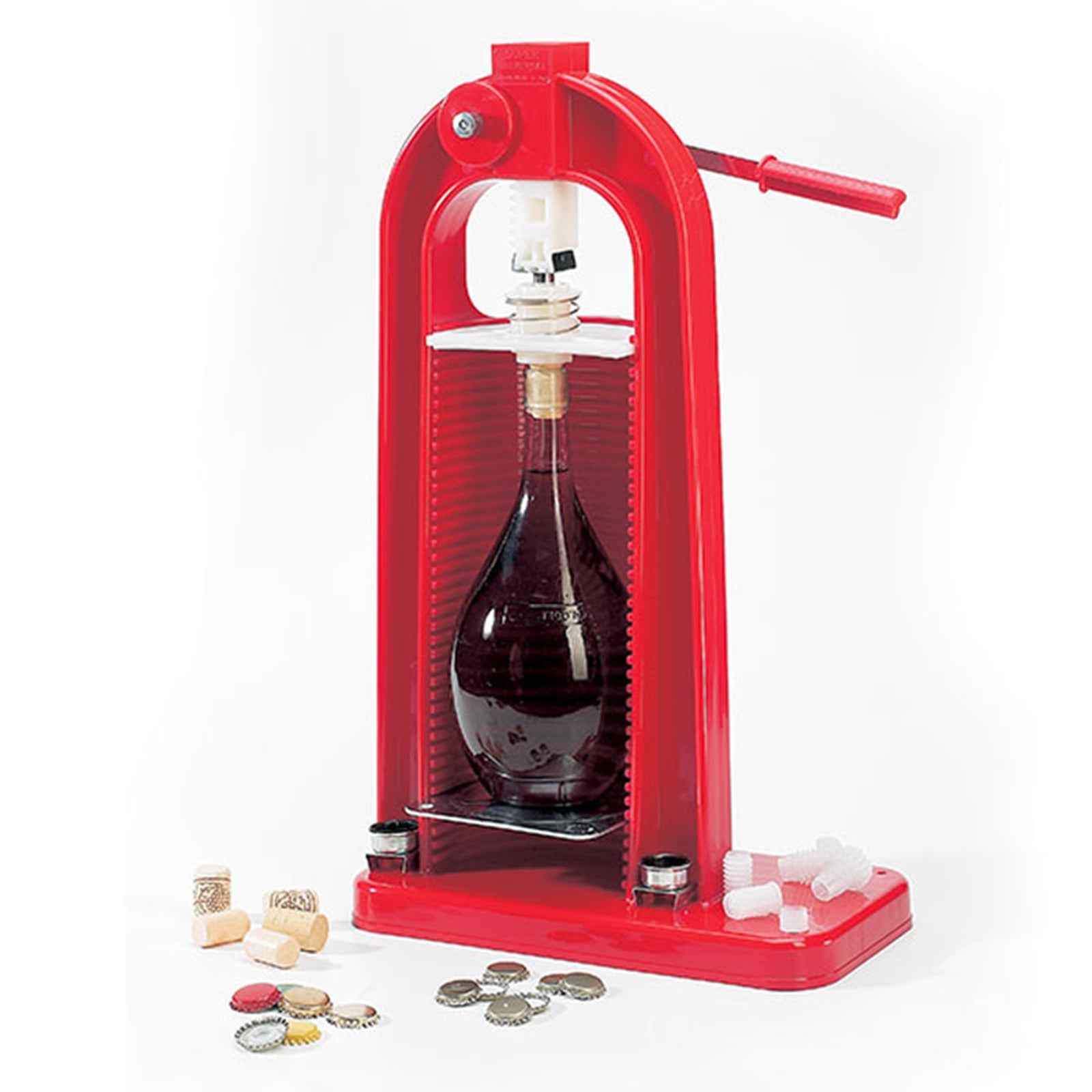 Turabottiglie "Crow and cork" tappatrice a cremagliera colonna per tappi corona ed in sughero