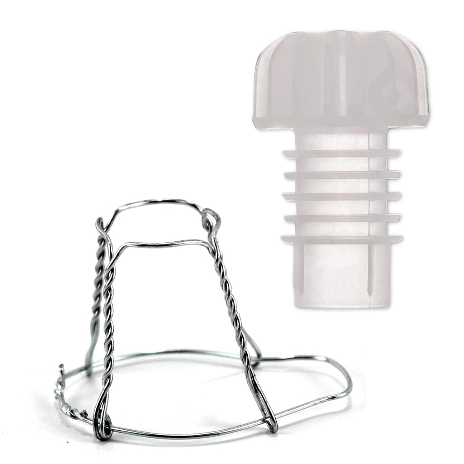 Tappi in plastica con alette e gabbiette per vino frizzante, spumante e prosecco