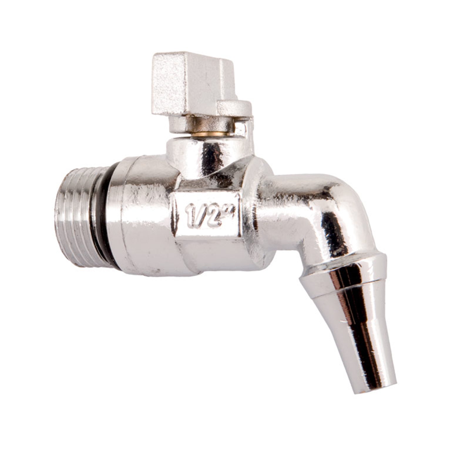 Rubinetto per fusto, bidone e cisterna in ottone nichelato con valvola