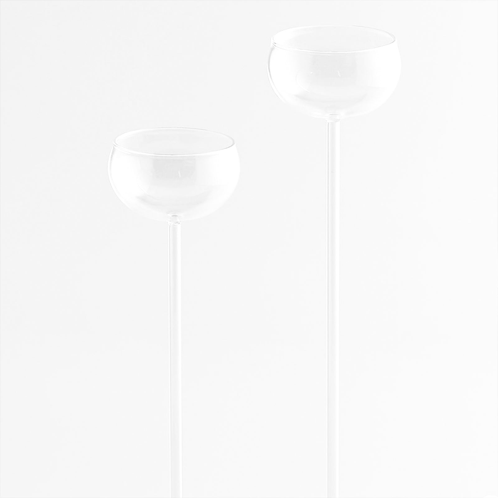 Portacandela calice alto in vetro trasparente decorazione luminosa set 2 pezzi