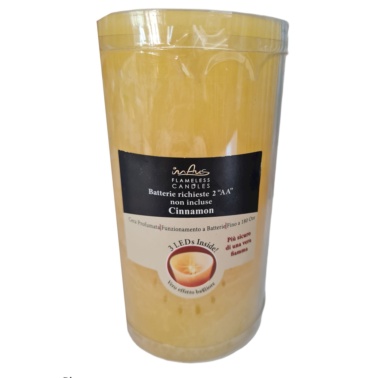 Candela in cera colorata con luce a led effetto realistico h 15 cm