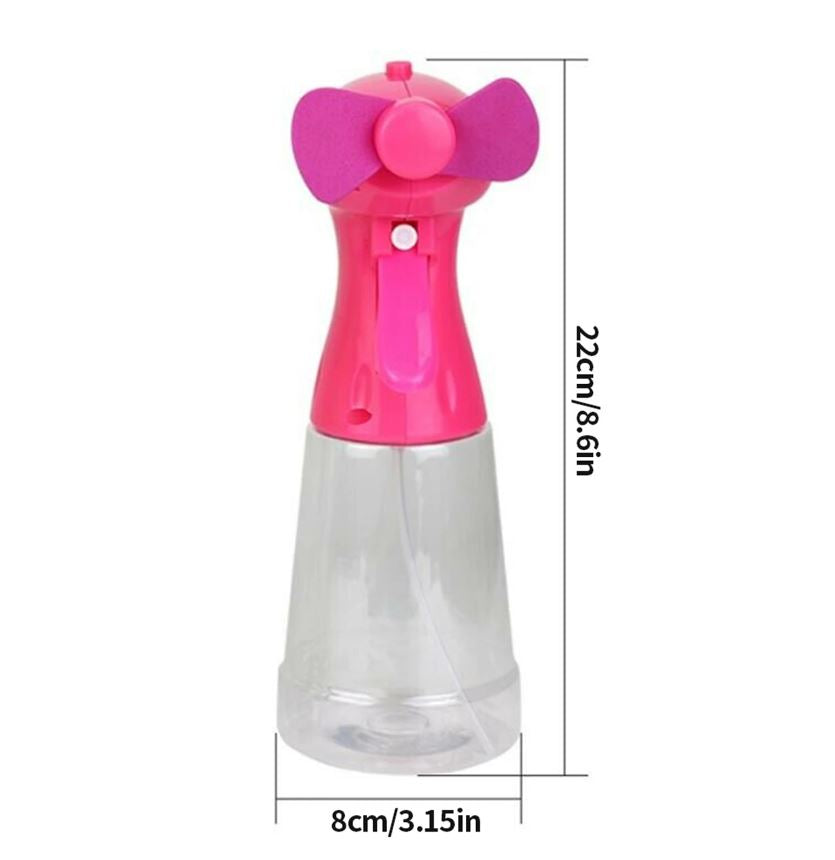 Ventilatore a batteria portatile con nebulizzatore ad acqua per mare e spiaggia h 22 cm